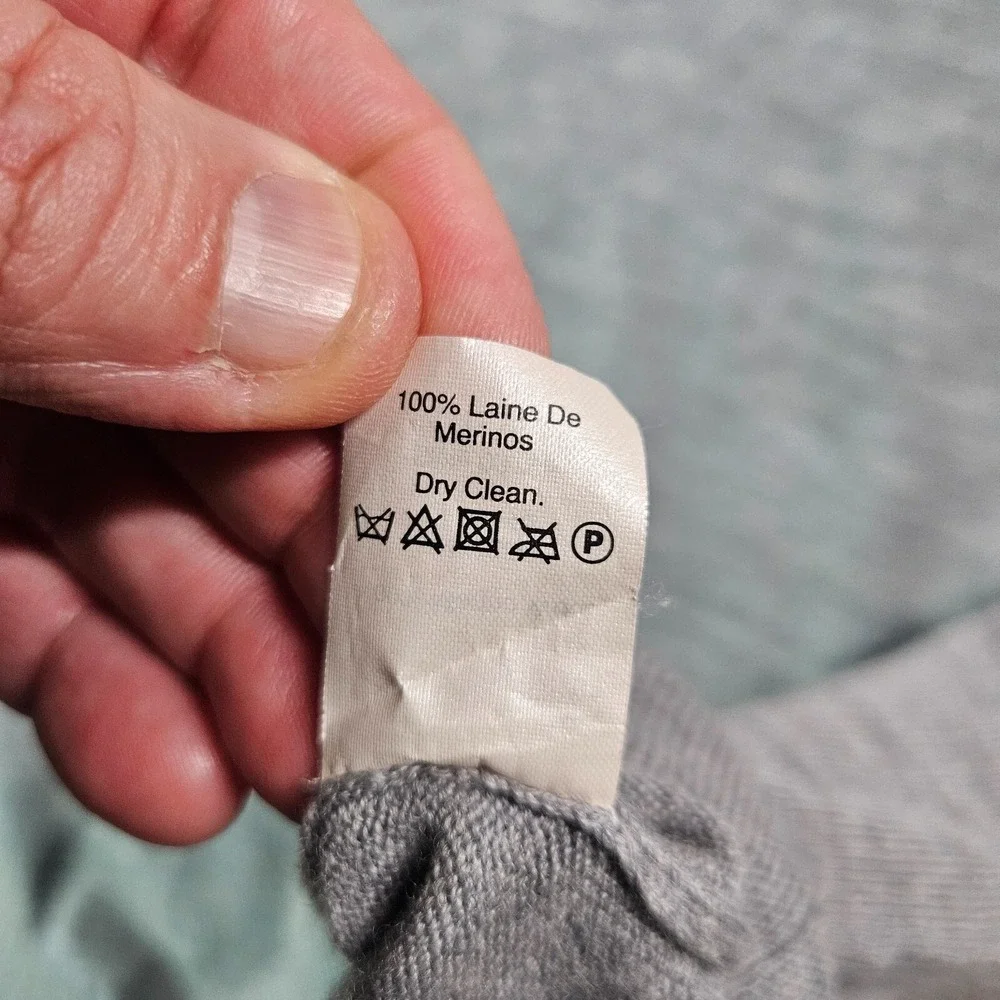 J Crew 100% Merino Wool Sweater Men XL V-Neck Gray Pullover‎